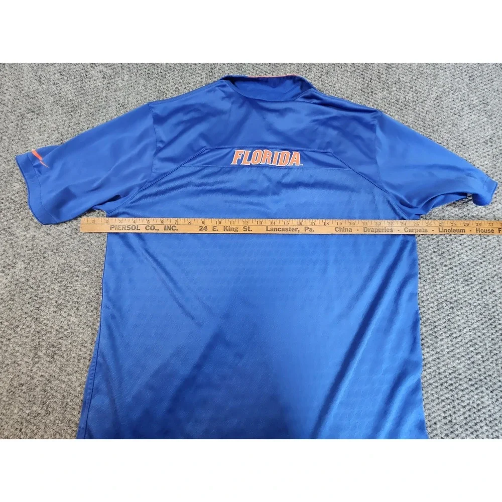 Florida Gators Polo Shirt Men's L Nike Blue Dri-Fit‎ Swoosh Logo Golf Read